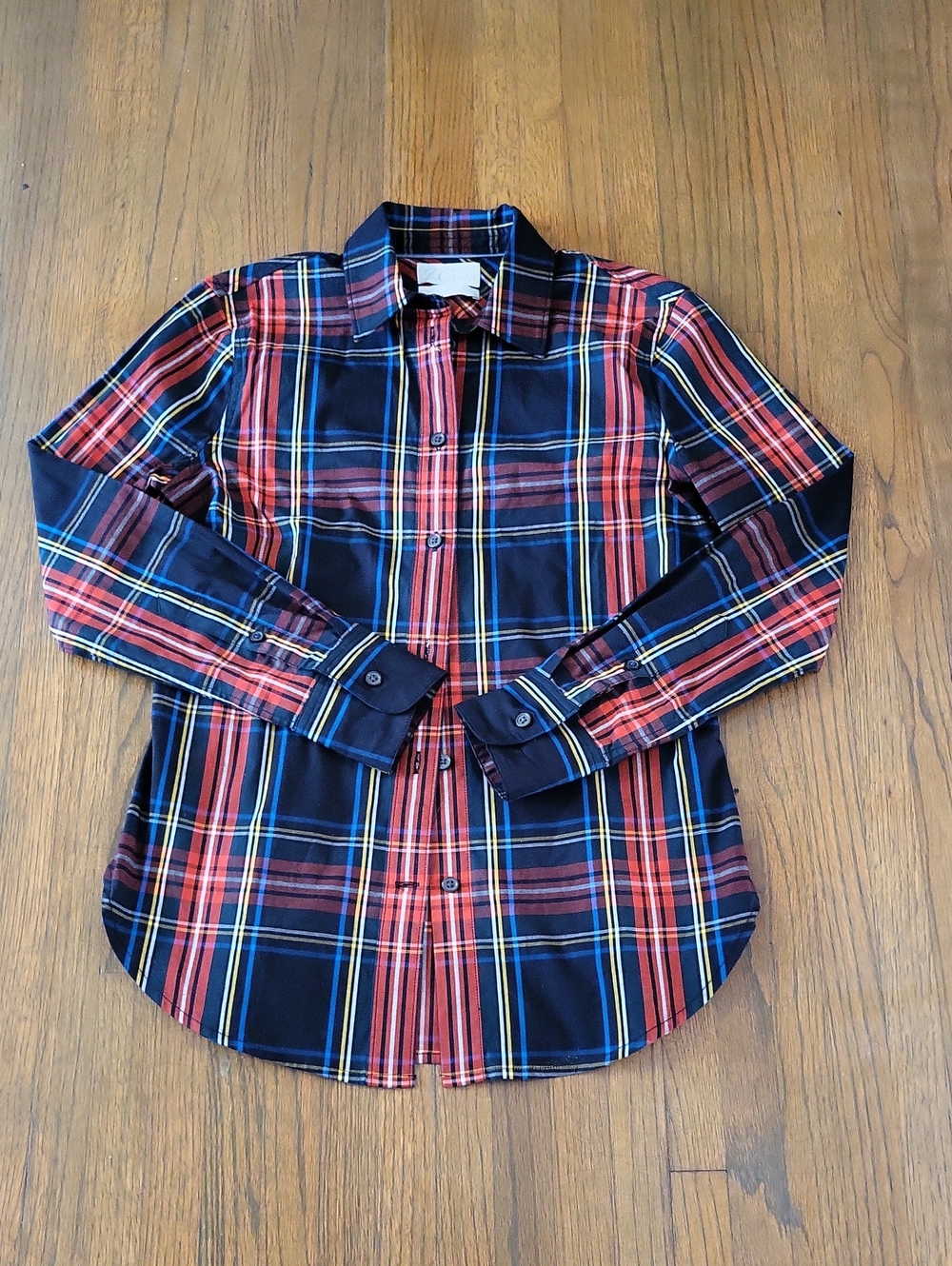 J. Crew Women's Plaid Button-Down Shirt - Black, Red & Yellow